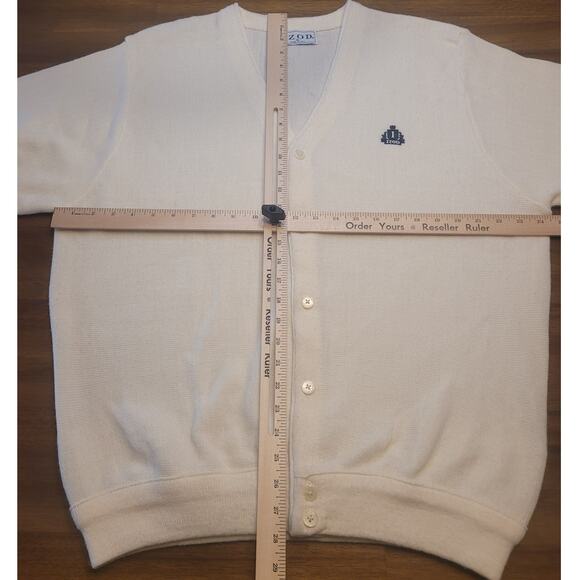 🧶 VTG IZOD 90s Grandpa Core Cardigan Sweater – XL – Ivory Knit – Made in USA - Picture 5 of 8